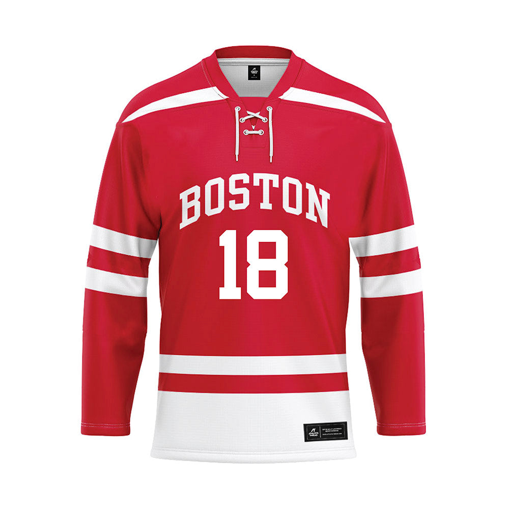 BU - NCAA Men's Ice Hockey : Jay Feldberg - Red Hockey Jersey-0