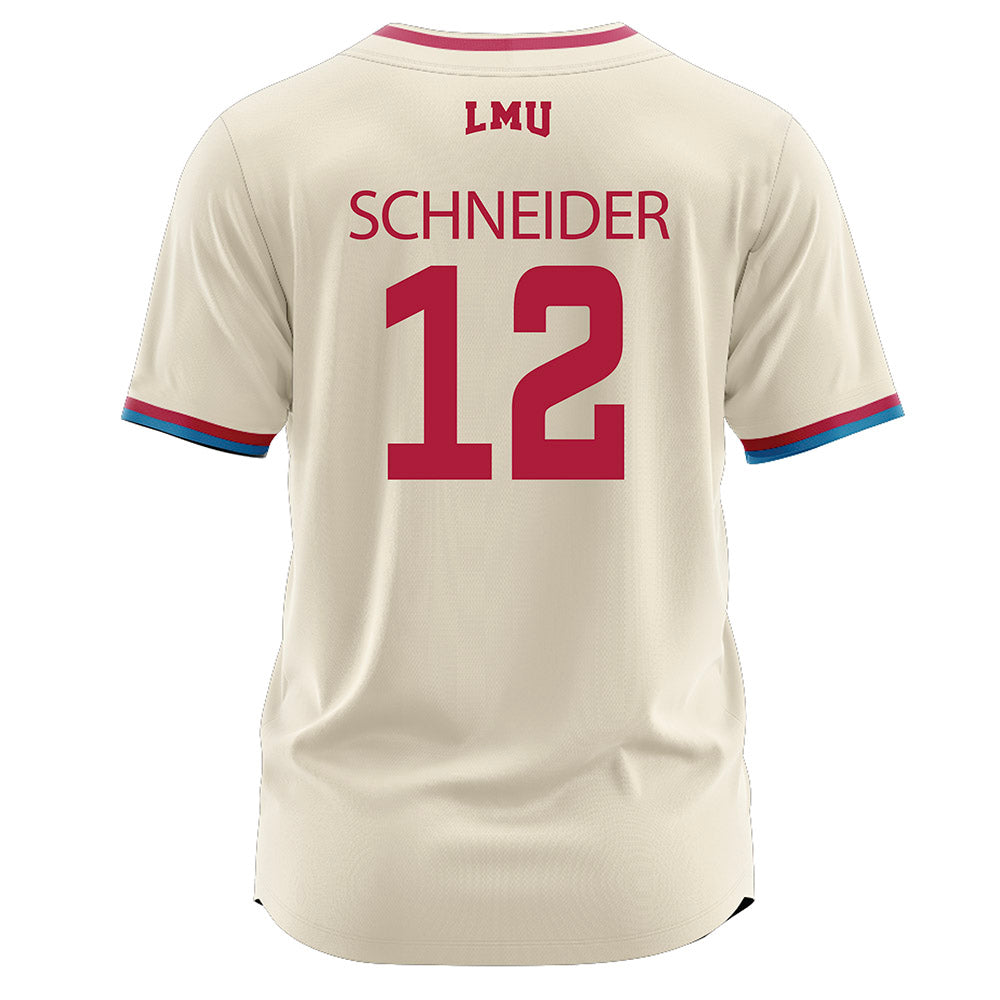LMU - NCAA Baseball : Max Schneider - White Jersey-1