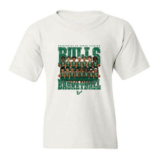USF - NCAA Men's Basketball : - Team Caricature Youth T-Shirt-0