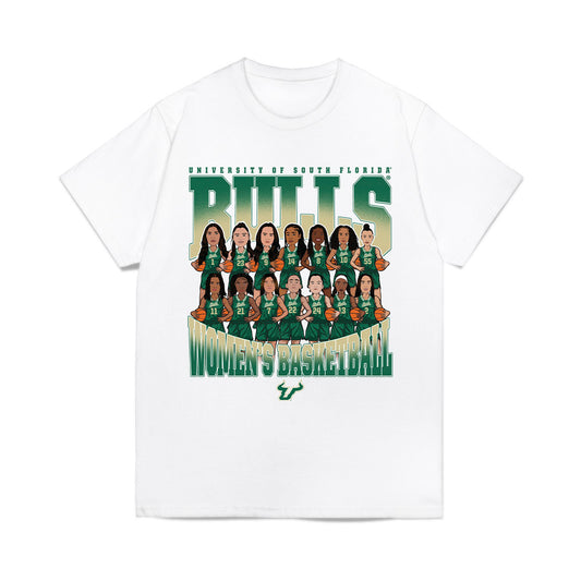 USF - NCAA Women's Basketball : - Team Caricature Comfort Colors T-Shirt-0