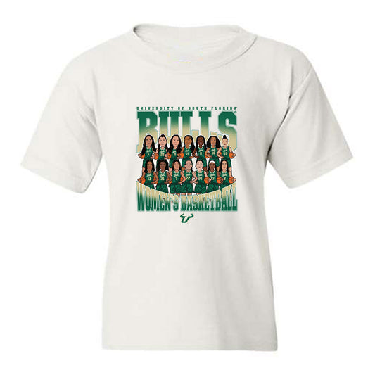 USF - NCAA Women's Basketball : - Team Caricature Youth T-Shirt-0