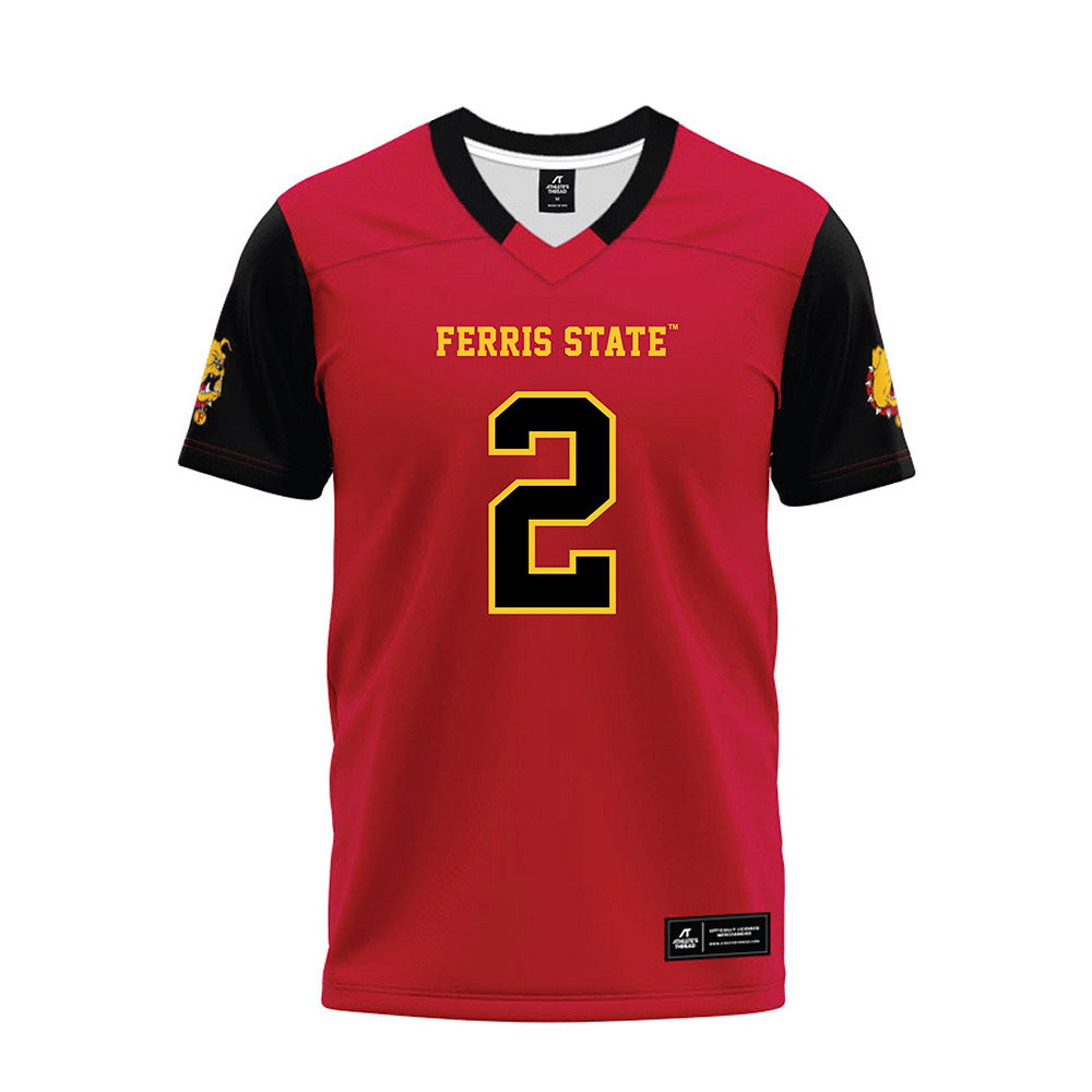 Ferris State - NCAA Football : Daviere Jones - Red Premium Football Jersey-0