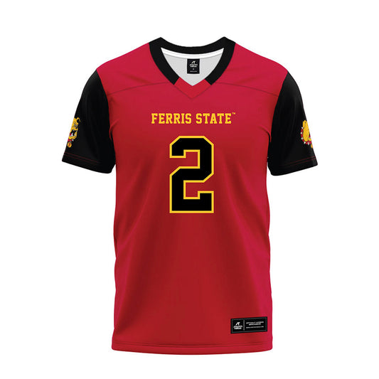 Ferris State - NCAA Football : Daviere Jones - Red Premium Football Jersey-0