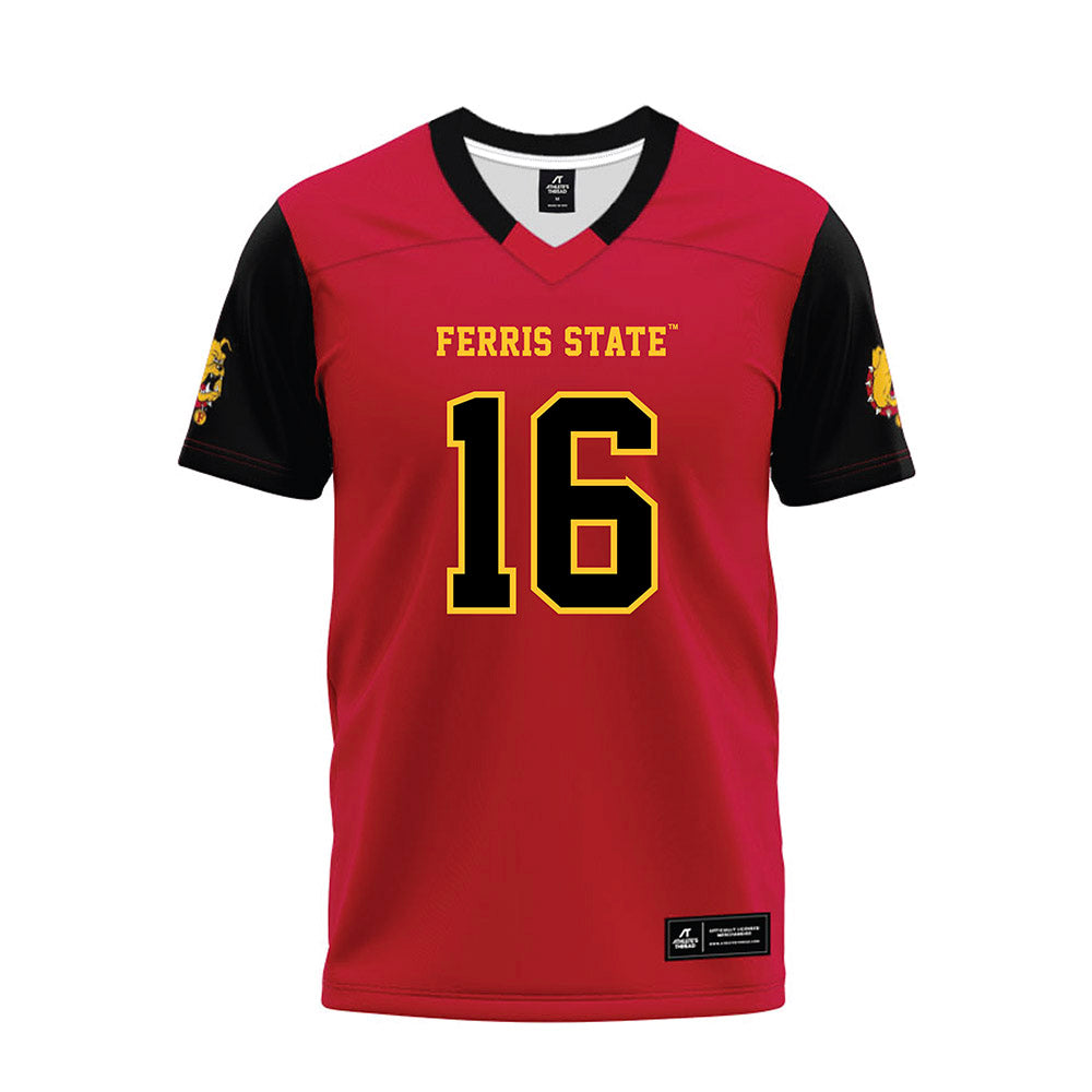 Ferris State - NCAA Football : Leeshaun Mumpfield - Red Premium Football Jersey-0