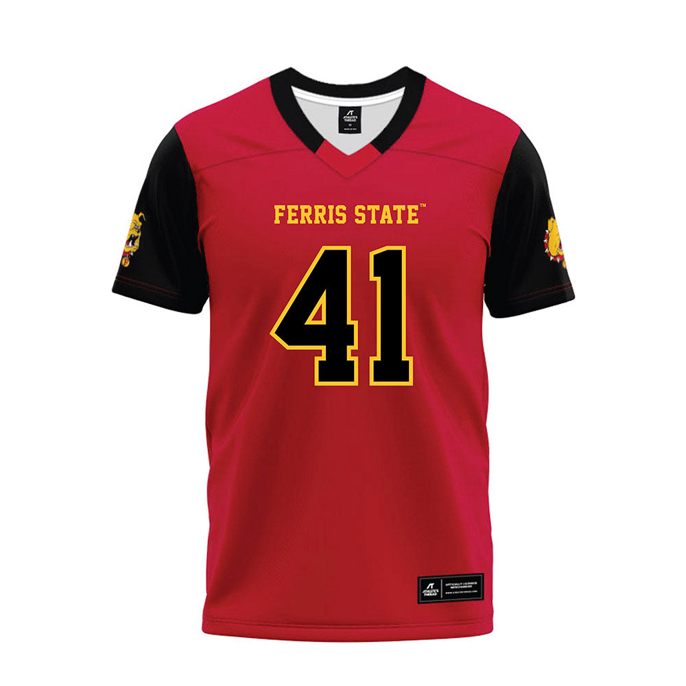 Ferris State - NCAA Football : Michael Bush - Red Premium Football Jersey-0