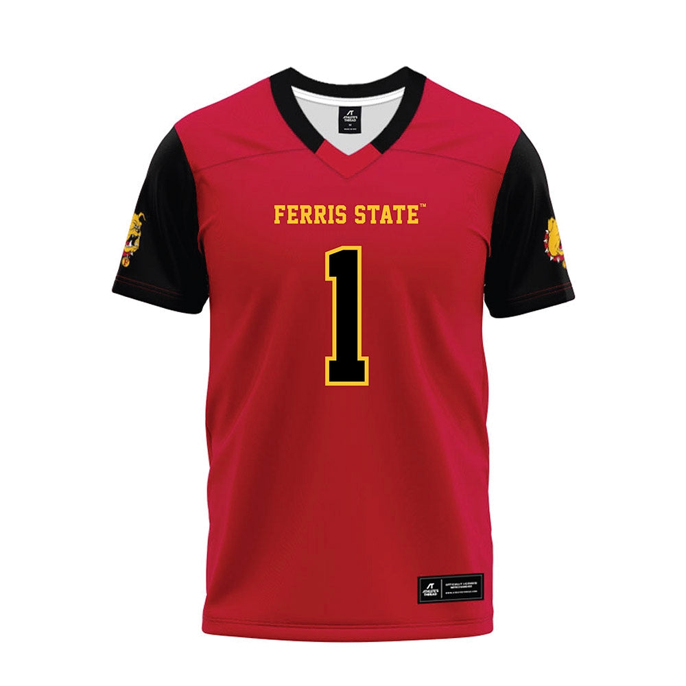 Ferris State - NCAA Football : Deion Small - Red Premium Football Jersey-0