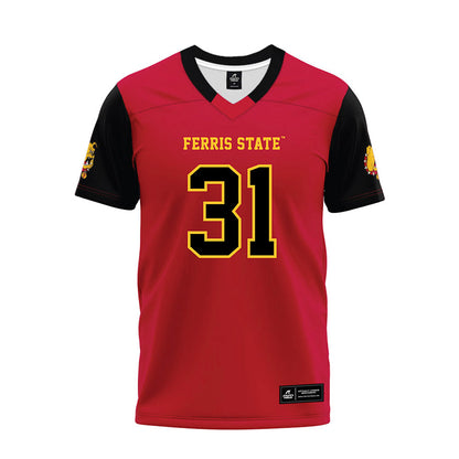 Ferris State - NCAA Football : Ryan Ahern - Red Premium Football Jersey-0