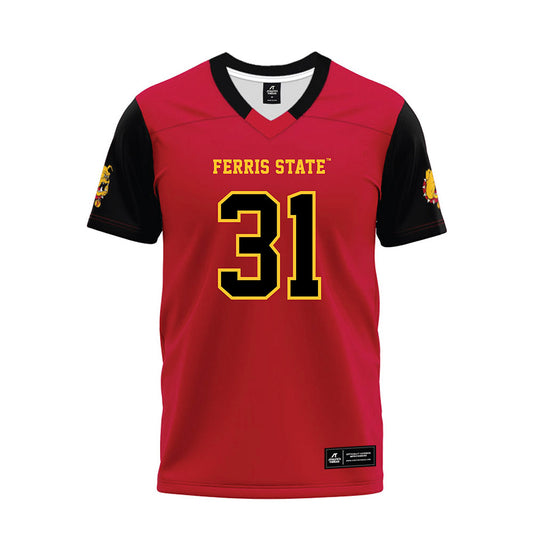 Ferris State - NCAA Football : Ryan Ahern - Red Premium Football Jersey-0