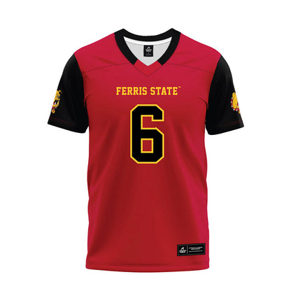 Ferris State - NCAA Football : Tarick Bower - Red Premium Football Jersey-0