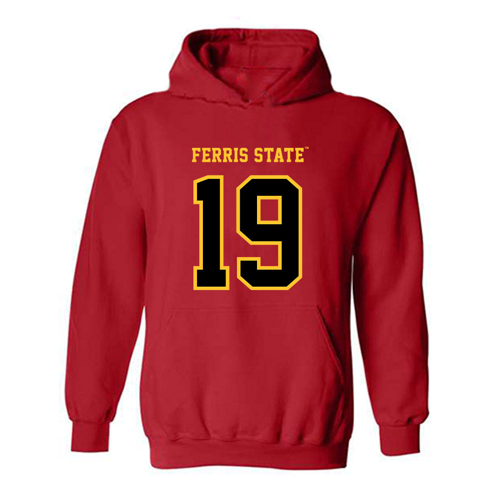 Ferris State - NCAA Women's Soccer : Allison McMahon - Replica Shersey Hooded Sweatshirt-0