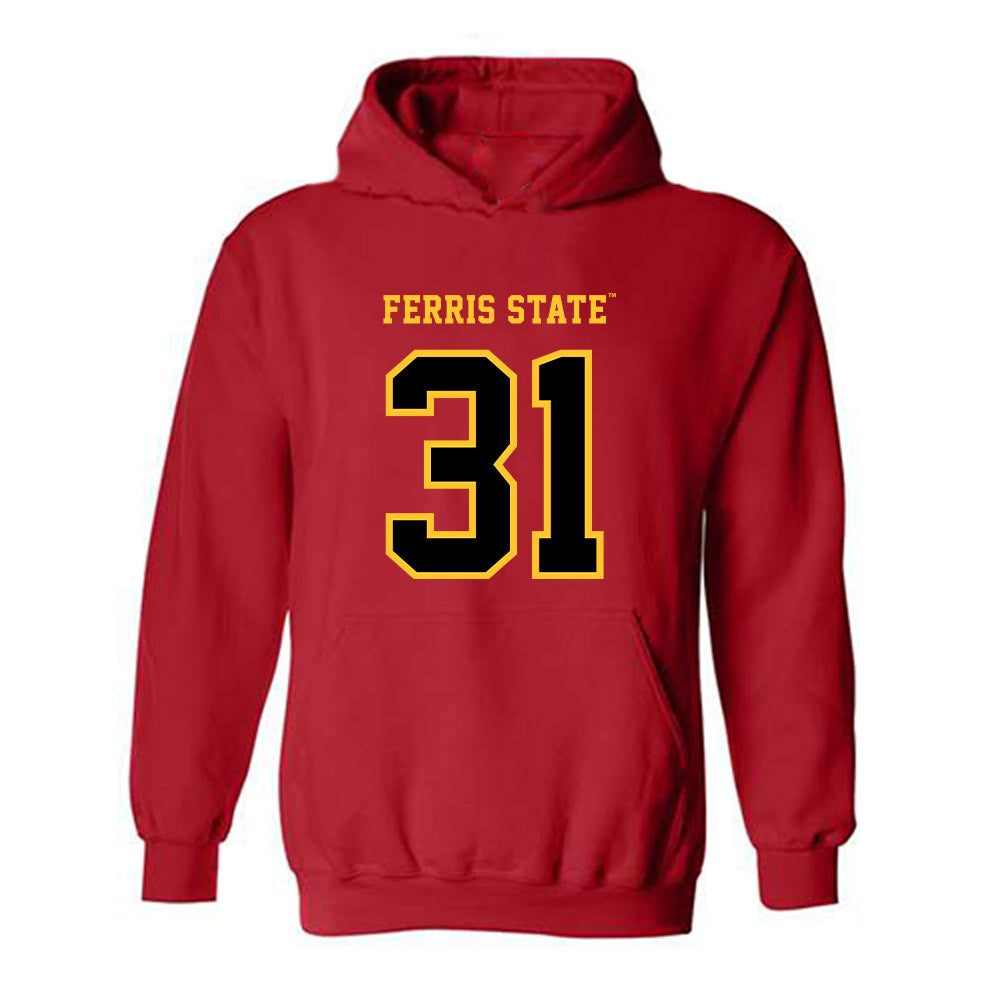 Ferris State - NCAA Football : Ryan Ahern - Replica Shersey Hooded Sweatshirt-0