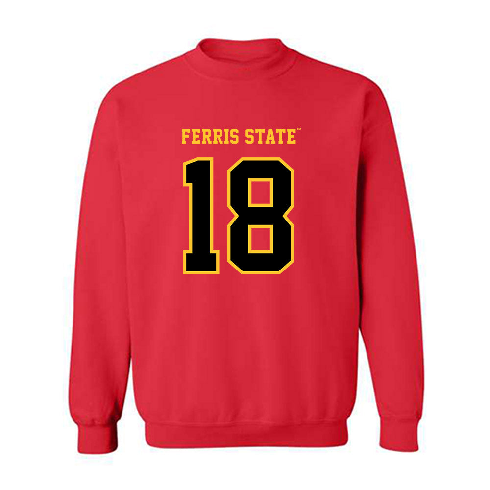 Ferris State - NCAA Football : Mervens Jean Pierre - Replica Shersey Crewneck Sweatshirt-0