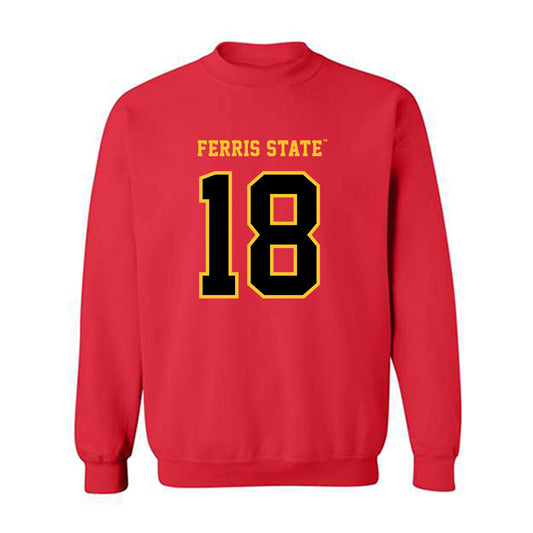 Ferris State - NCAA Football : Mervens Jean Pierre - Replica Shersey Crewneck Sweatshirt-0