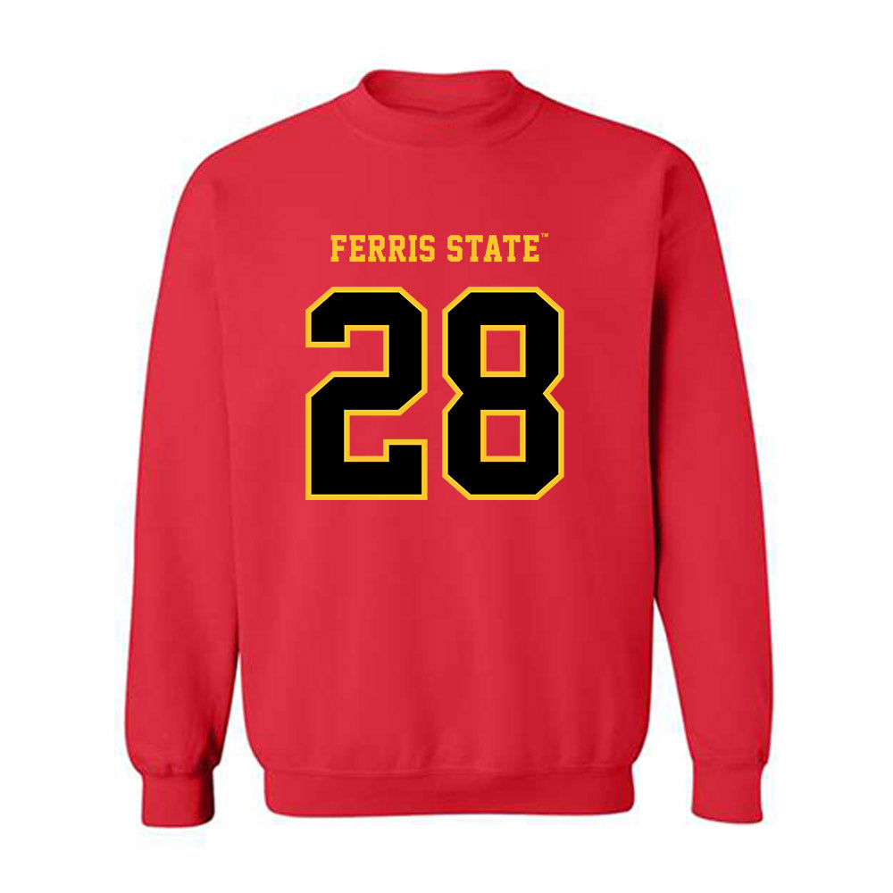 Ferris State - NCAA Men's Ice Hockey : Trevor Taulien - Replica Shersey Crewneck Sweatshirt-0