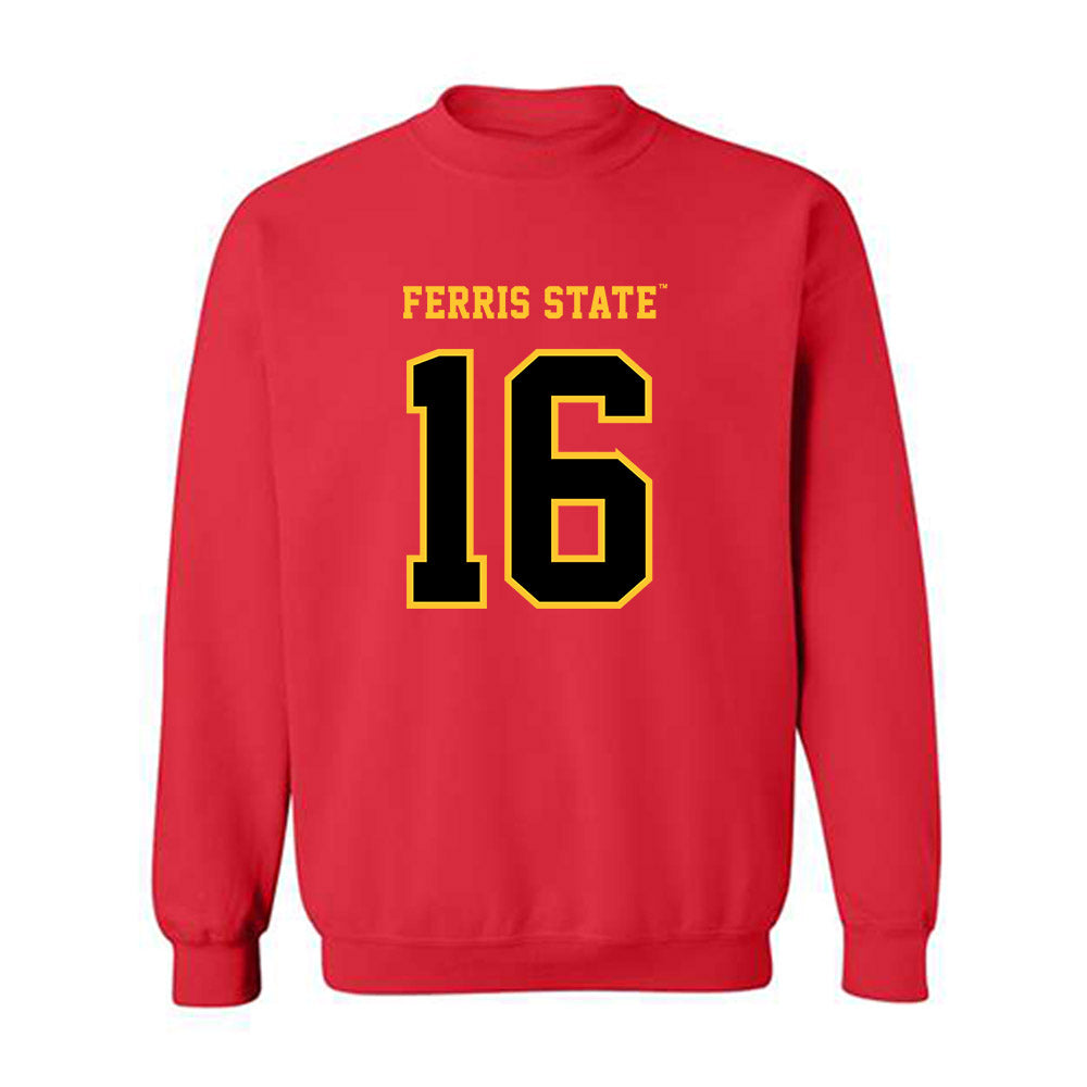 Ferris State - NCAA Football : Tre Rigby - Replica Shersey Crewneck Sweatshirt-0
