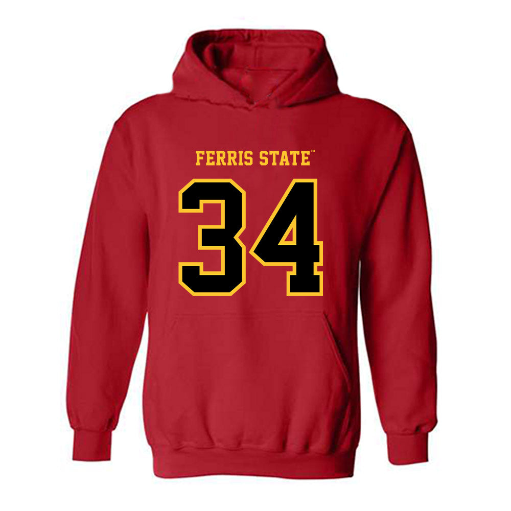 Ferris State - NCAA Football : Ethan Sossen - Replica Shersey Hooded Sweatshirt-0