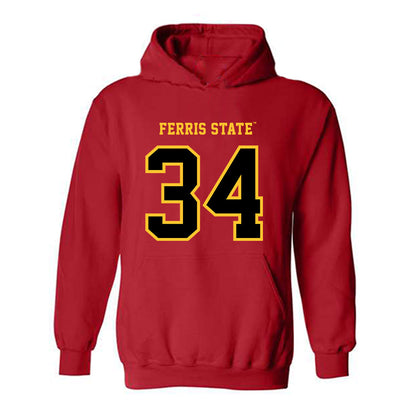 Ferris State - NCAA Football : Ethan Sossen - Replica Shersey Hooded Sweatshirt-0