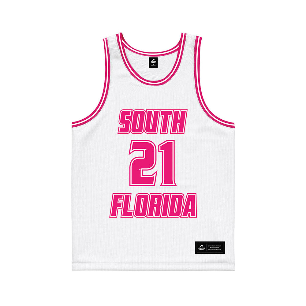 USF - NCAA Women's Basketball : Lor Mputu - White Basketball Jersey-0