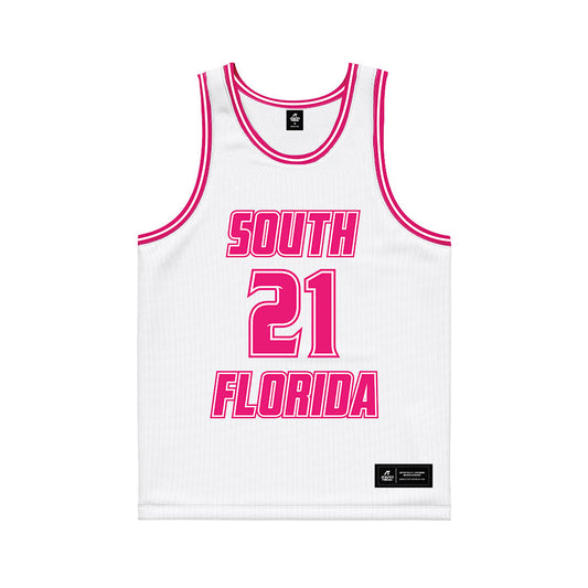 USF - NCAA Women's Basketball : Lor Mputu - White Basketball Jersey-0
