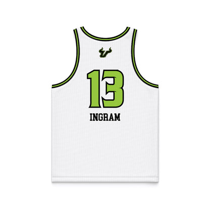 USF - NCAA Women's Basketball : Stefanie Ingram - White Basketball Jersey-1