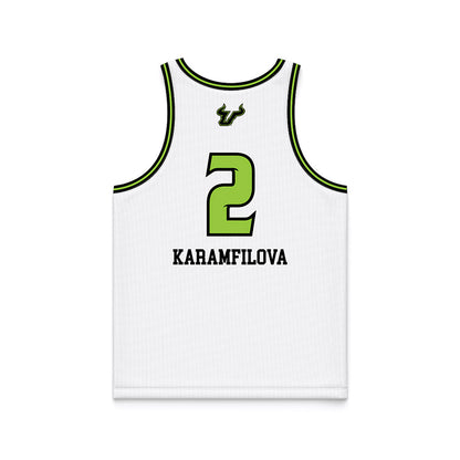 USF - NCAA Women's Basketball : Yana Karamfilova - White Basketball Jersey-1