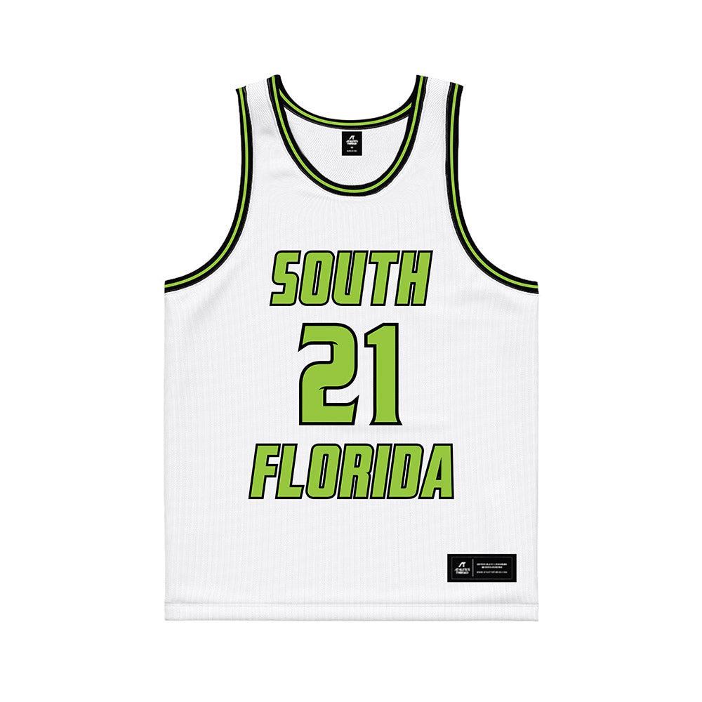 USF - NCAA Women's Basketball : Lor Mputu - White Basketball Jersey-0