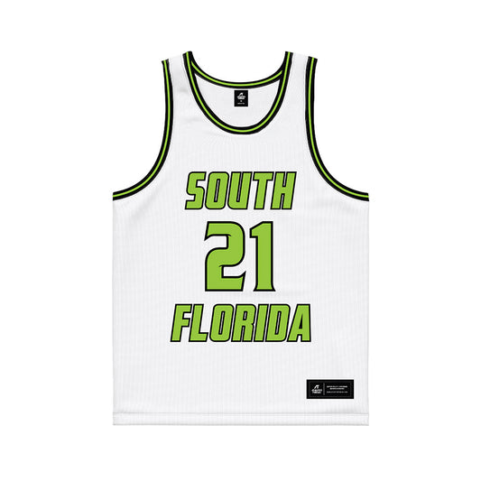 USF - NCAA Women's Basketball : Lor Mputu - White Basketball Jersey-0