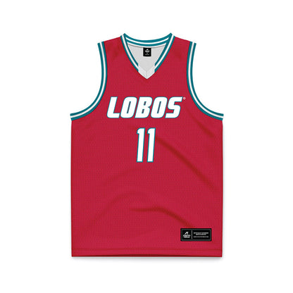 New Mexico - NCAA Men's Basketball : Kallai Patton - Red Basketball Jersey-0