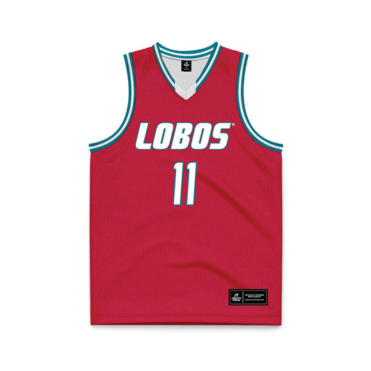 New Mexico - NCAA Men's Basketball : Kallai Patton - Red Basketball Jersey-0