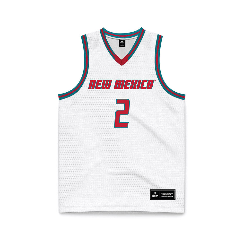 New Mexico - NCAA Men's Basketball : Tajavis Miller - White Basketball Jersey-0