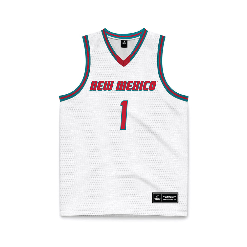 New Mexico - NCAA Men's Basketball : Uriah Tenette - White Basketball Jersey-0