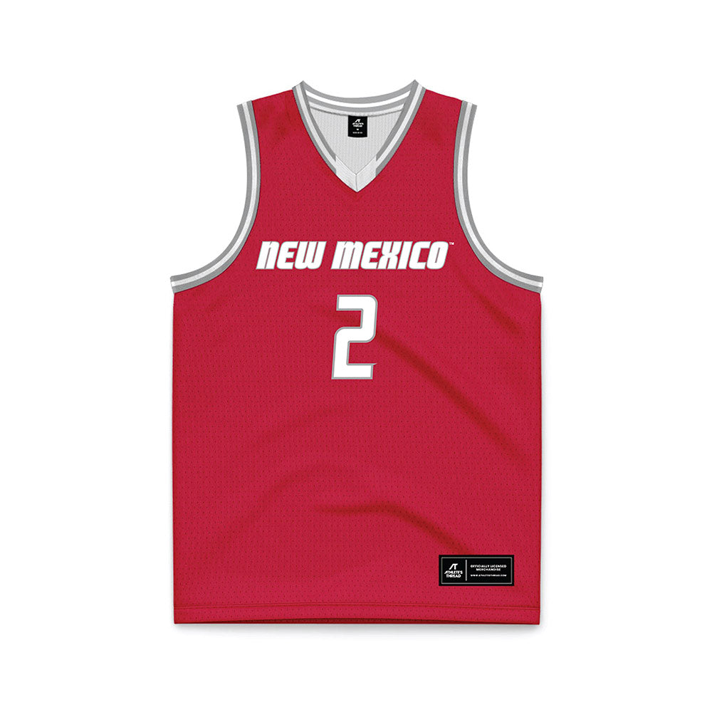 New Mexico - NCAA Men's Basketball : Tajavis Miller - Red Basketball Jersey-0