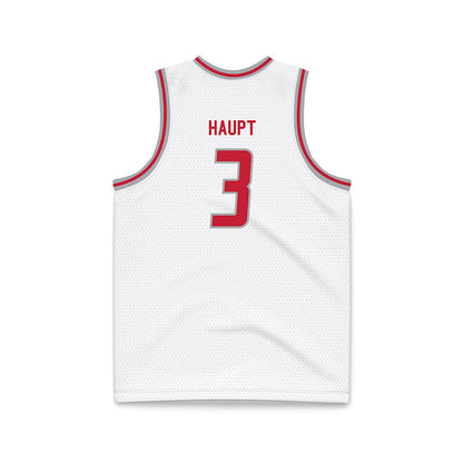 New Mexico - NCAA Men's Basketball : Luke Haupt - White Basketball Jersey-1