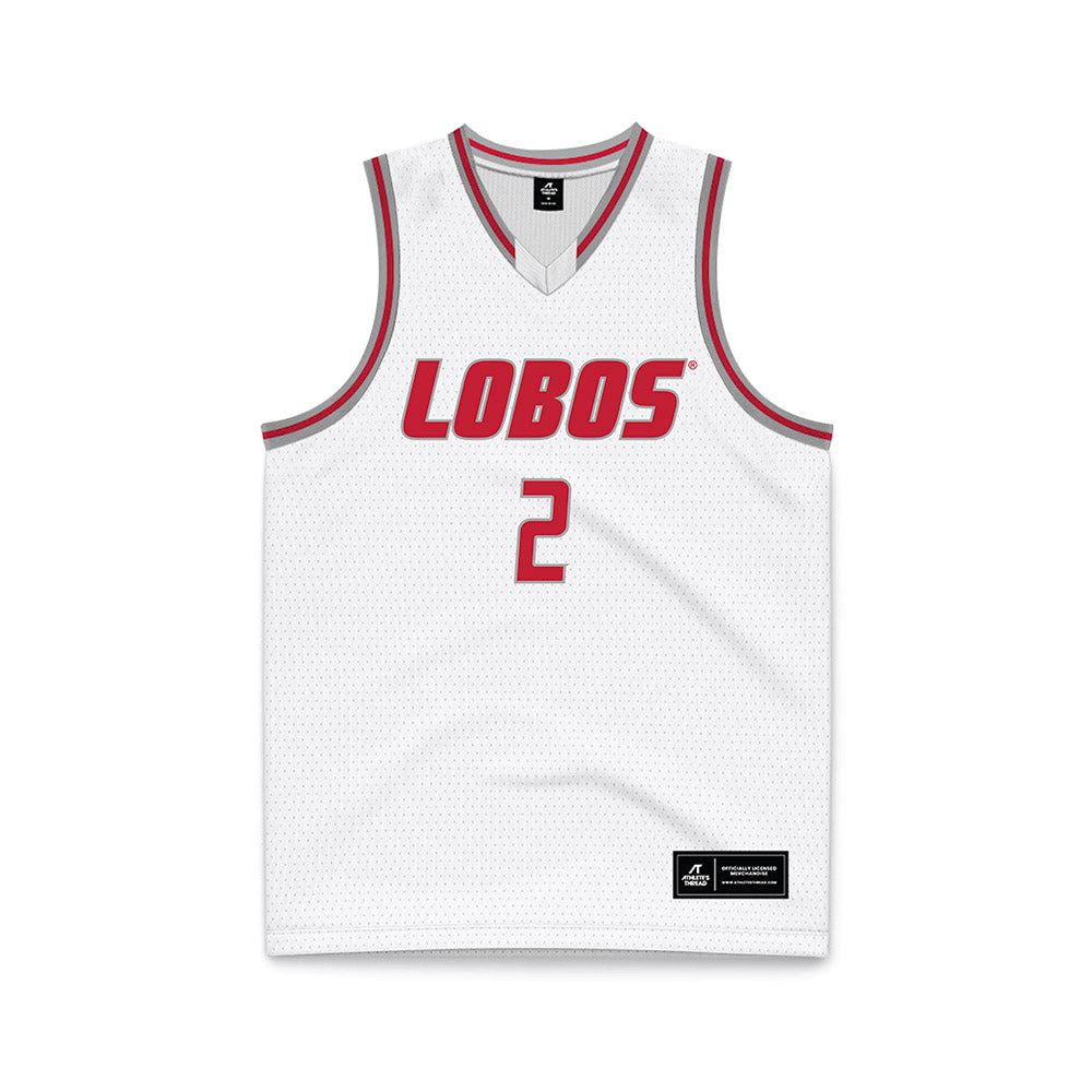 New Mexico - NCAA Men's Basketball : Tajavis Miller - White Basketball Jersey-0