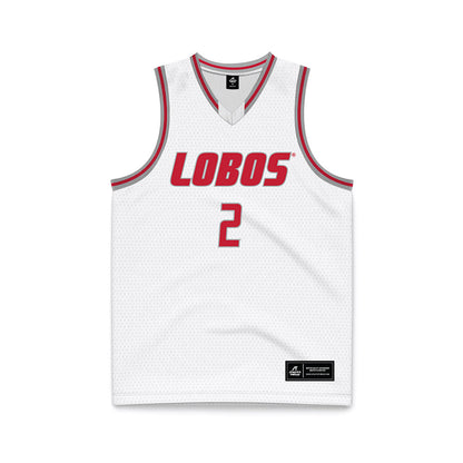 New Mexico - NCAA Men's Basketball : Tajavis Miller - White Basketball Jersey-0