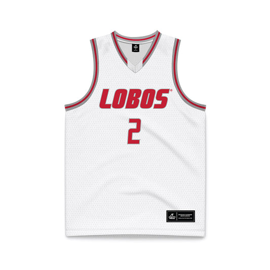 New Mexico - NCAA Men's Basketball : Tajavis Miller - White Basketball Jersey-0