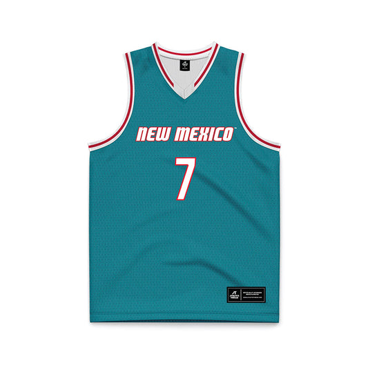 New Mexico - NCAA Men's Basketball : Sir Marius Jones - Turquoise Basketball Jersey-0
