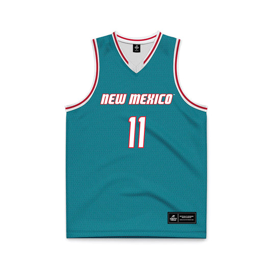New Mexico - NCAA Men's Basketball : Kallai Patton - Turquoise Basketball Jersey-0