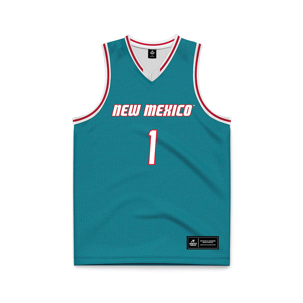 New Mexico - NCAA Men's Basketball : Uriah Tenette - Turquoise Basketball Jersey-0