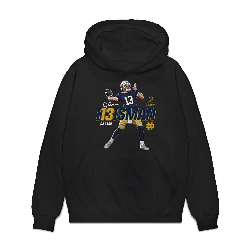 Notre Dame - NCAA Football : CJ Carr - Heisman Premium Hooded Sweatshirt-0