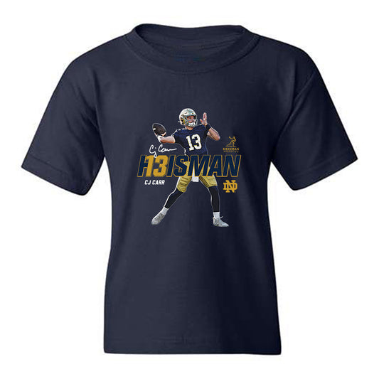 Notre Dame - NCAA Football : CJ Carr - Heisman Youth T-Shirt-0