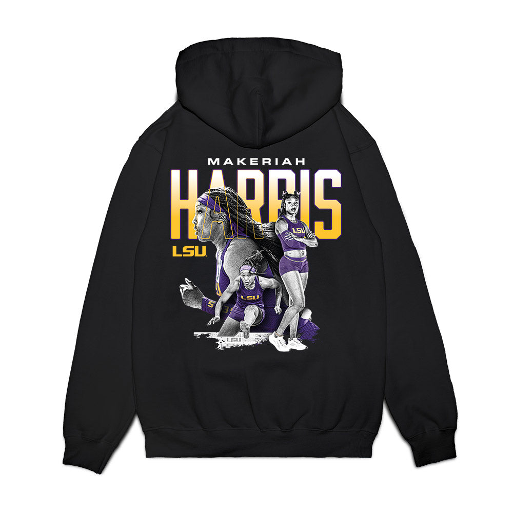 LSU - NCAA Women's Track & Field : Makeriah Harris - Collage Premium Hooded Sweatshirt-1