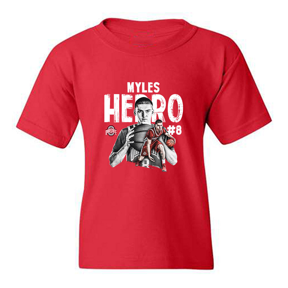 Ohio State - NCAA Men's Basketball : Myles Herro - Collage Youth T-Shirt-0