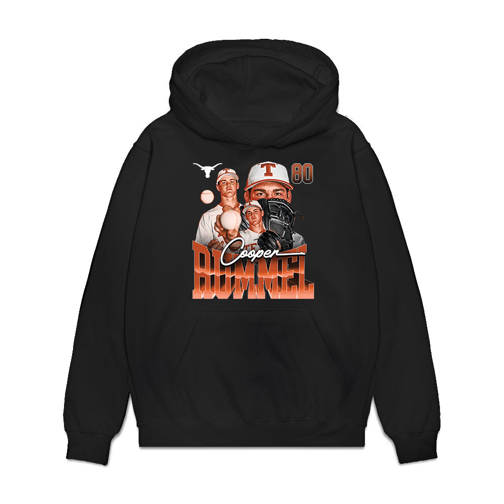 Texas - NCAA Baseball : Cooper Rummel - Collage Premium Hooded Sweatshirt-0