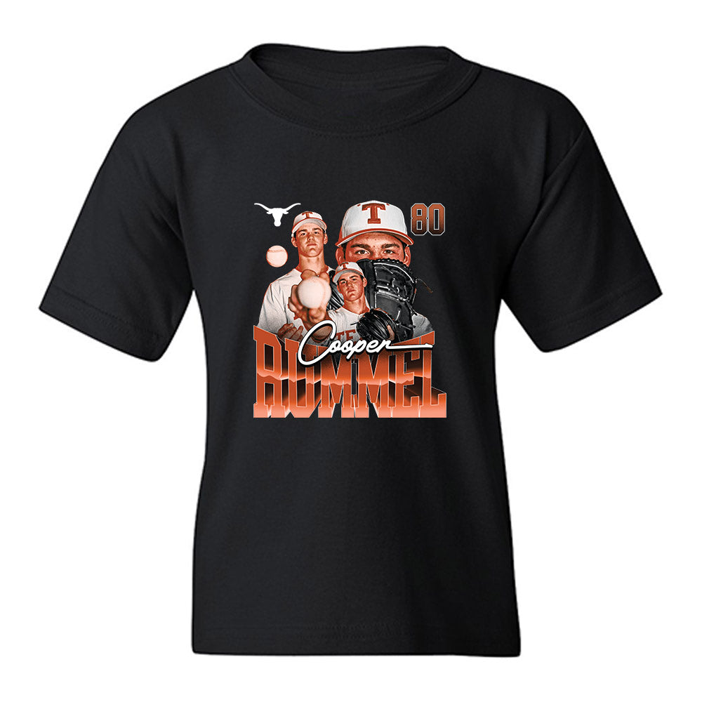 Texas - NCAA Baseball : Cooper Rummel - Collage Youth T-Shirt-0