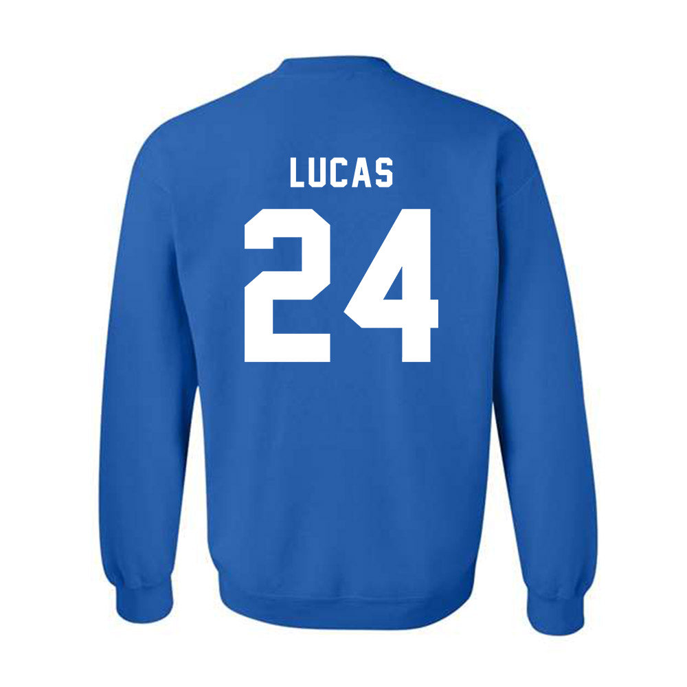 Buffalo - NCAA Women's Basketball : Meg Lucas - Buffalo vs Everybody Crewneck Sweatshirt-1