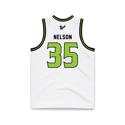 USF - NCAA Men's Basketball : Izaiyah Nelson - White Basketball Jersey-1