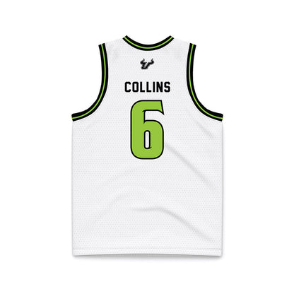 USF - NCAA Men's Basketball : Daimion Collins - White Basketball Jersey-1