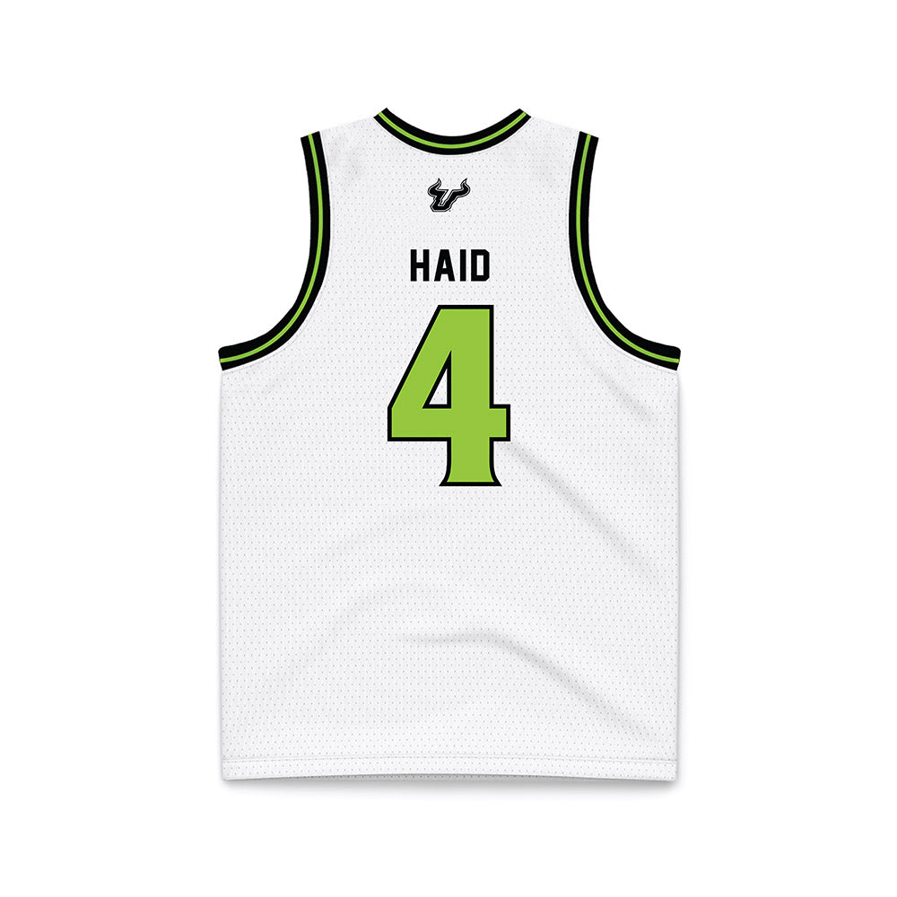 USF - NCAA Men's Basketball : Devin Haid - White Basketball Jersey-1