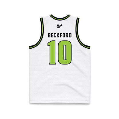 USF - NCAA Men's Basketball : Tristan Beckford - White Basketball Jersey-1